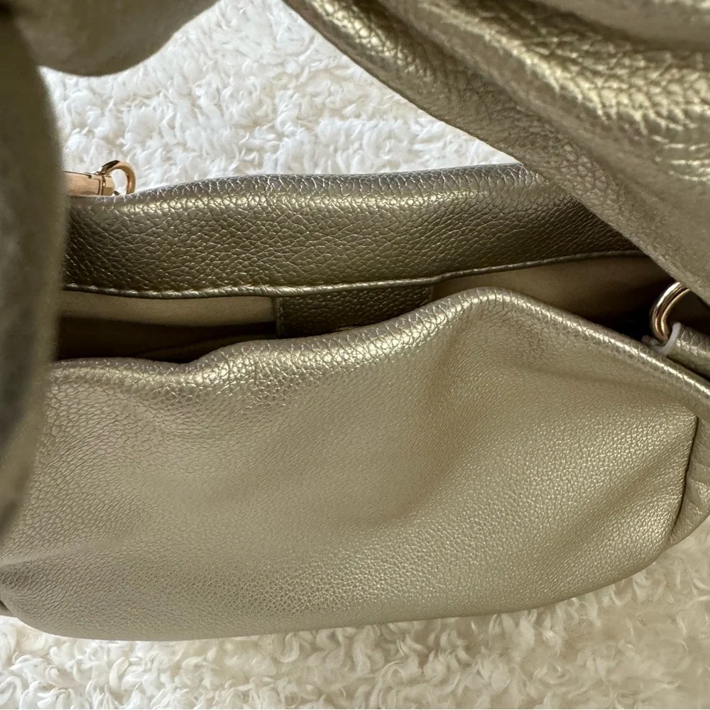 Jentry Kelley Knot Top Rose Gold Cosmetic Bag W/ Gold Chain Crossbody Strap NEW